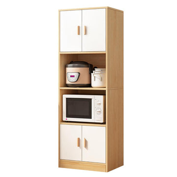 Farmhouse Sideboard Cabinet Kitchen Shelf in Natural for Microwave